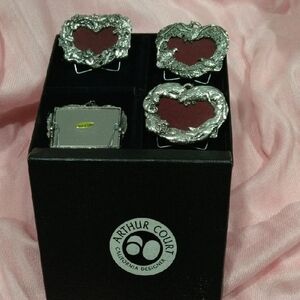 Arthur Court Silver and Red Heart Napkin Rings